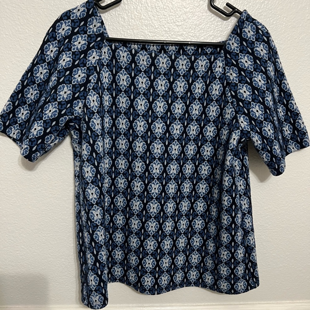 Loft blue and white flower pattern shirt